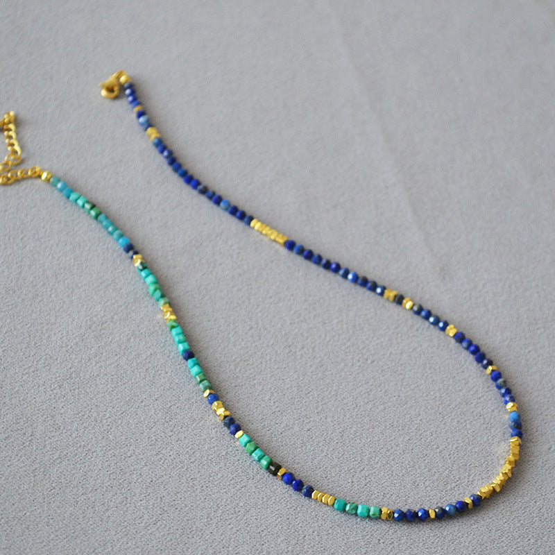 Lapis Lazuli Small Pieces Of Sier Irregular Beaded Fine Clavicle Necklace