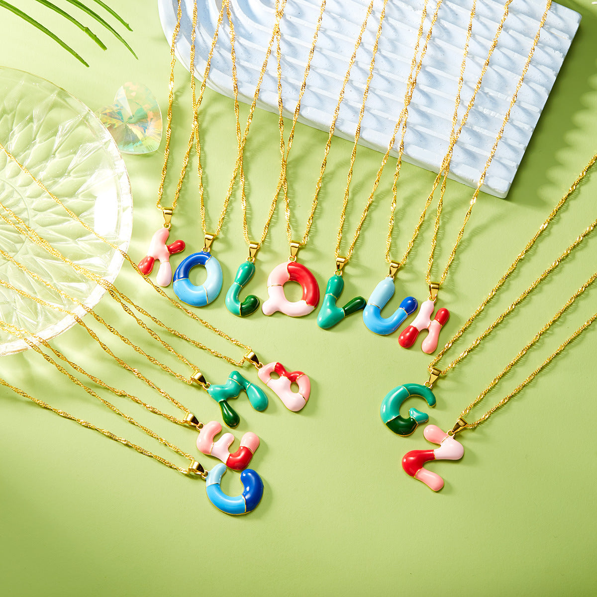 Letter Fashionable Dopamine Color Bubble Clavicle Necklaces