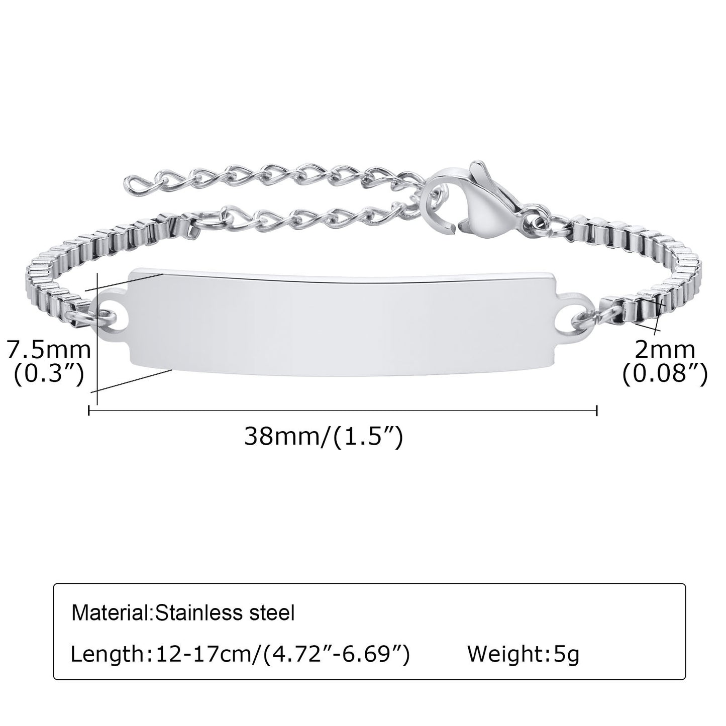 Women's Stainless Steel Curved Box Chain Gold Bracelets