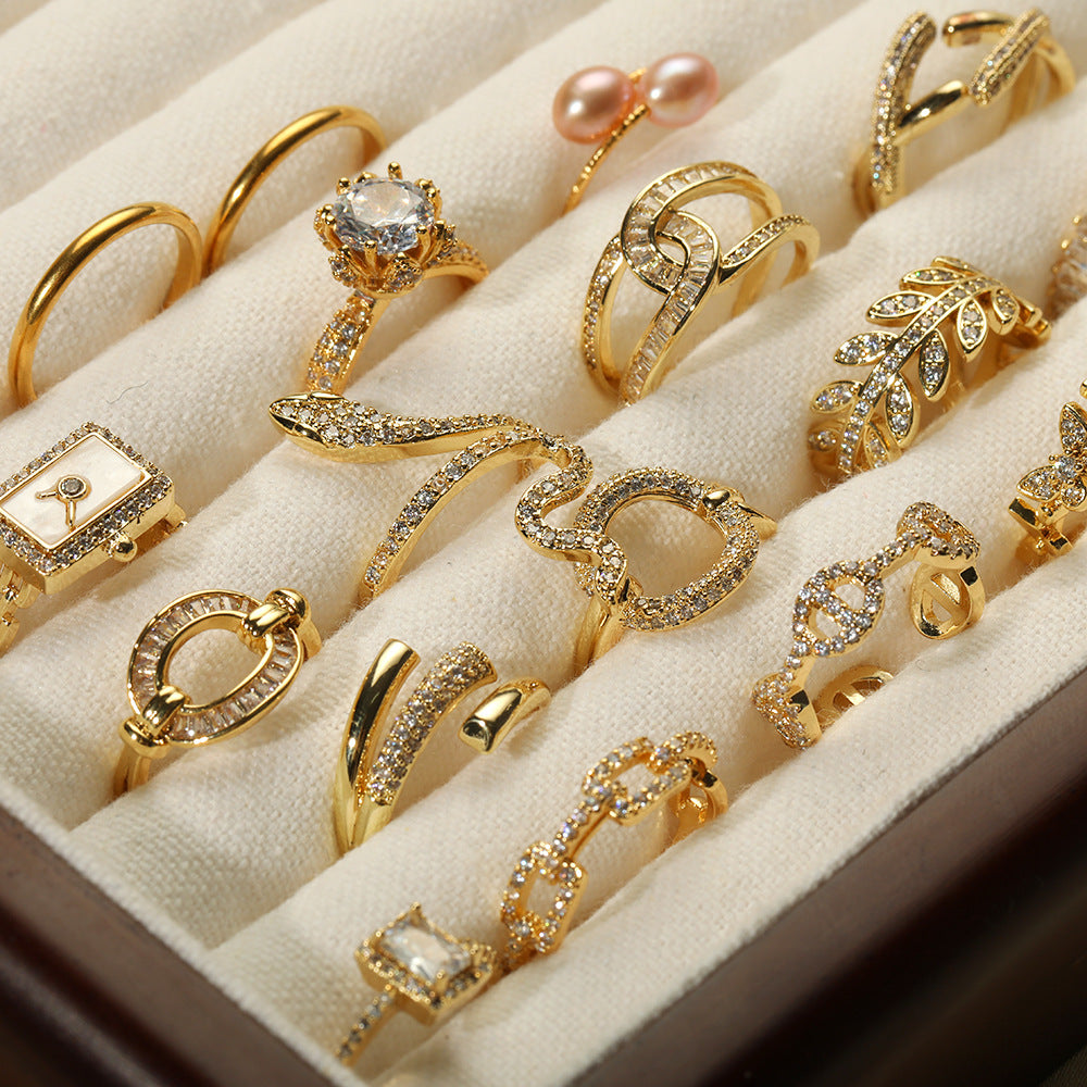 Women's Plating Golden Micro Rhinestone Inlaid Zircon Rings