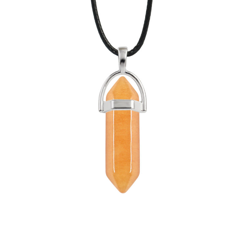 Natural Stone Hexagon Prism Fashion Crystal Necklaces