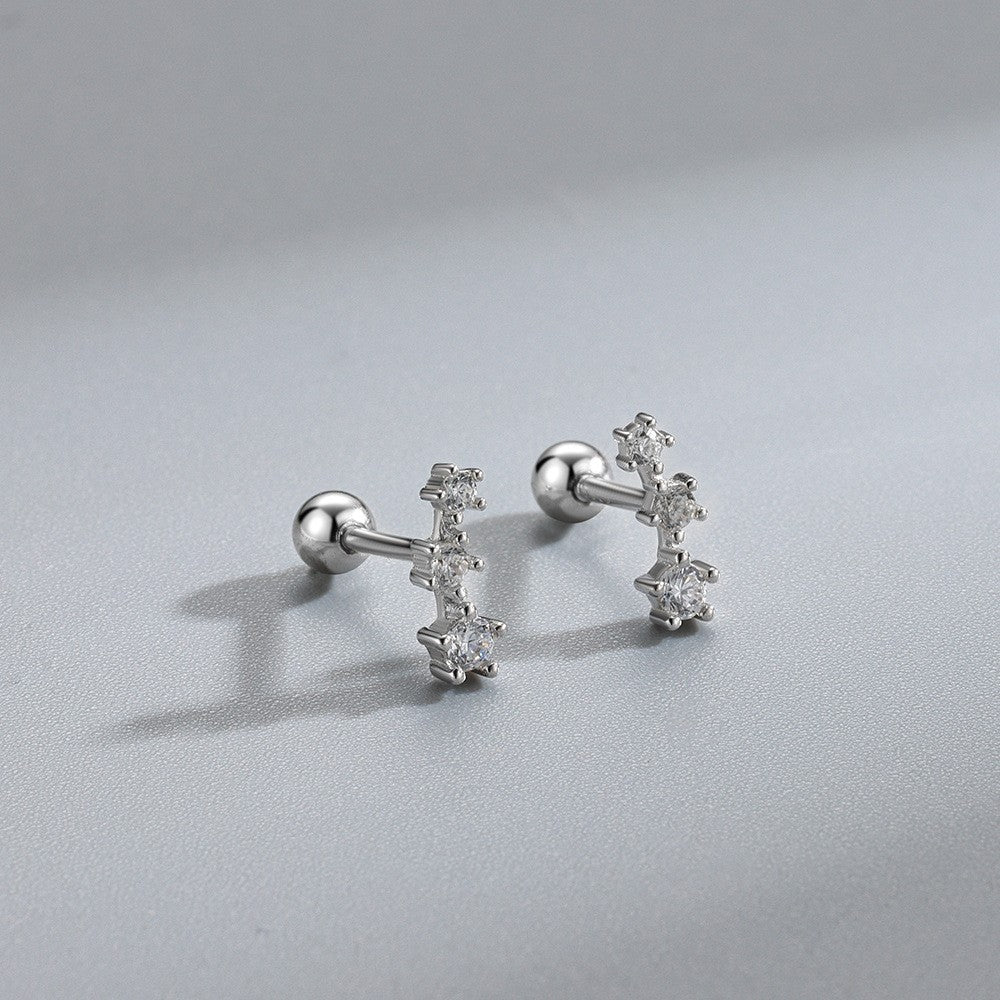 Sier Ear Bone Female Screw Tightening Rings