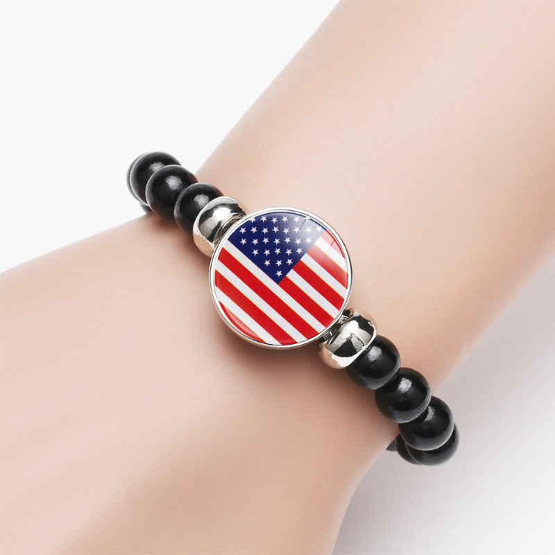 Pattern Time Stone Black Elastic String Bracelets