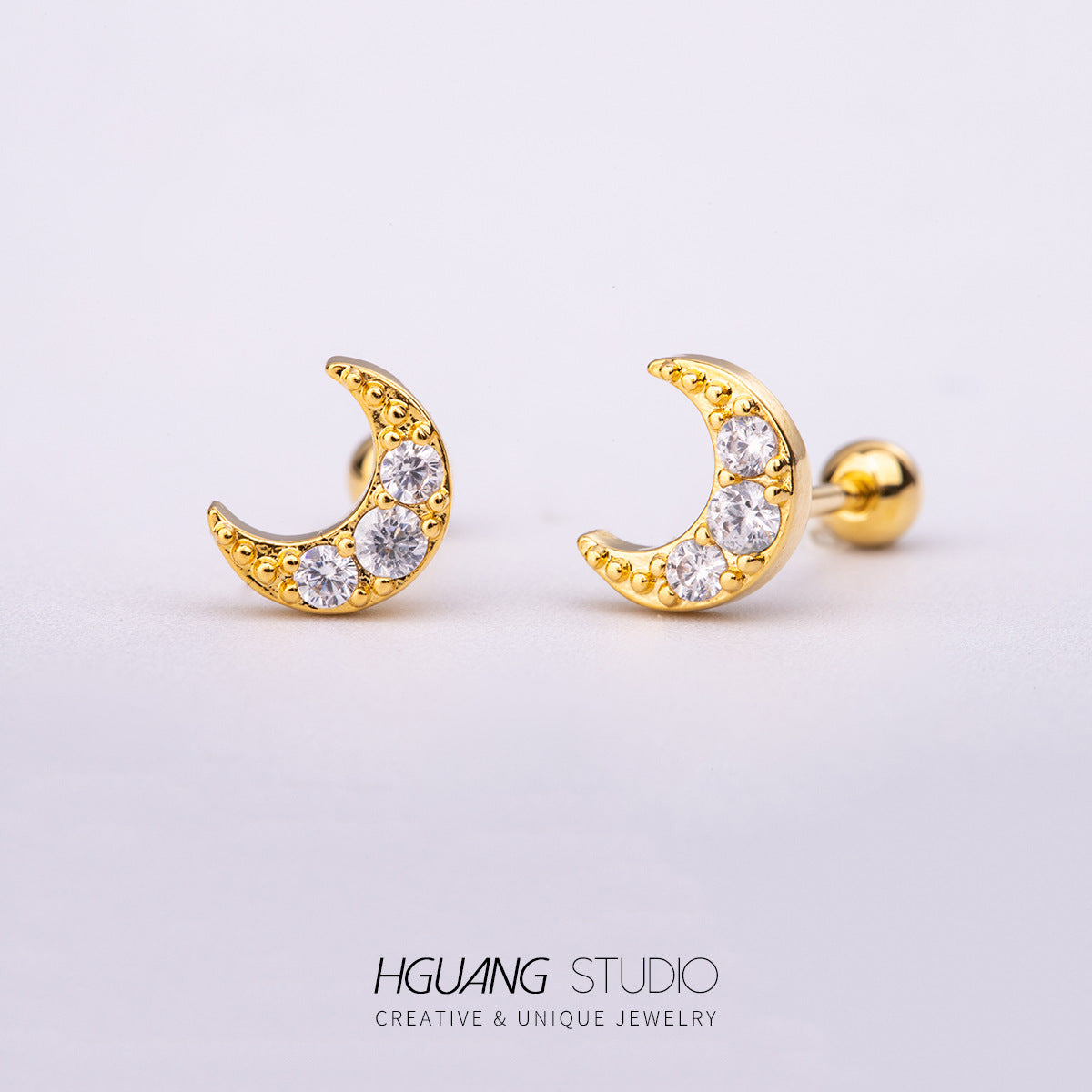 Steel Gold Micro Inlaid Zirconium Ear Earrings