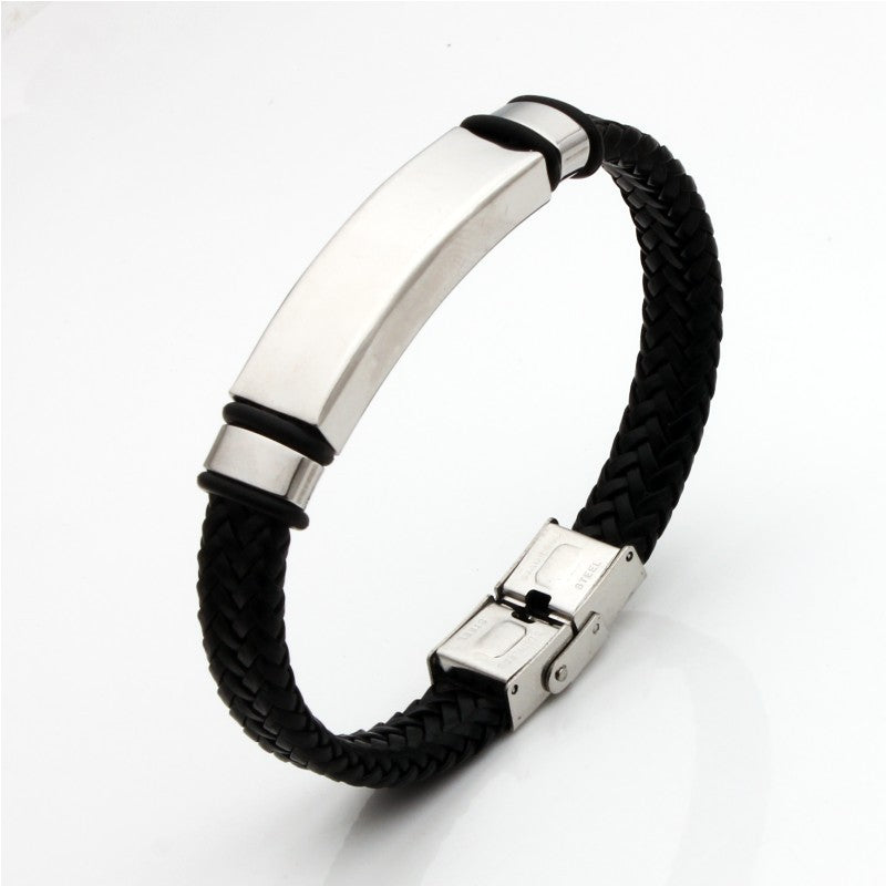 Women's & Men's Braided Rope Korean Style Stainless Steel Leather Couple Small Bracelets
