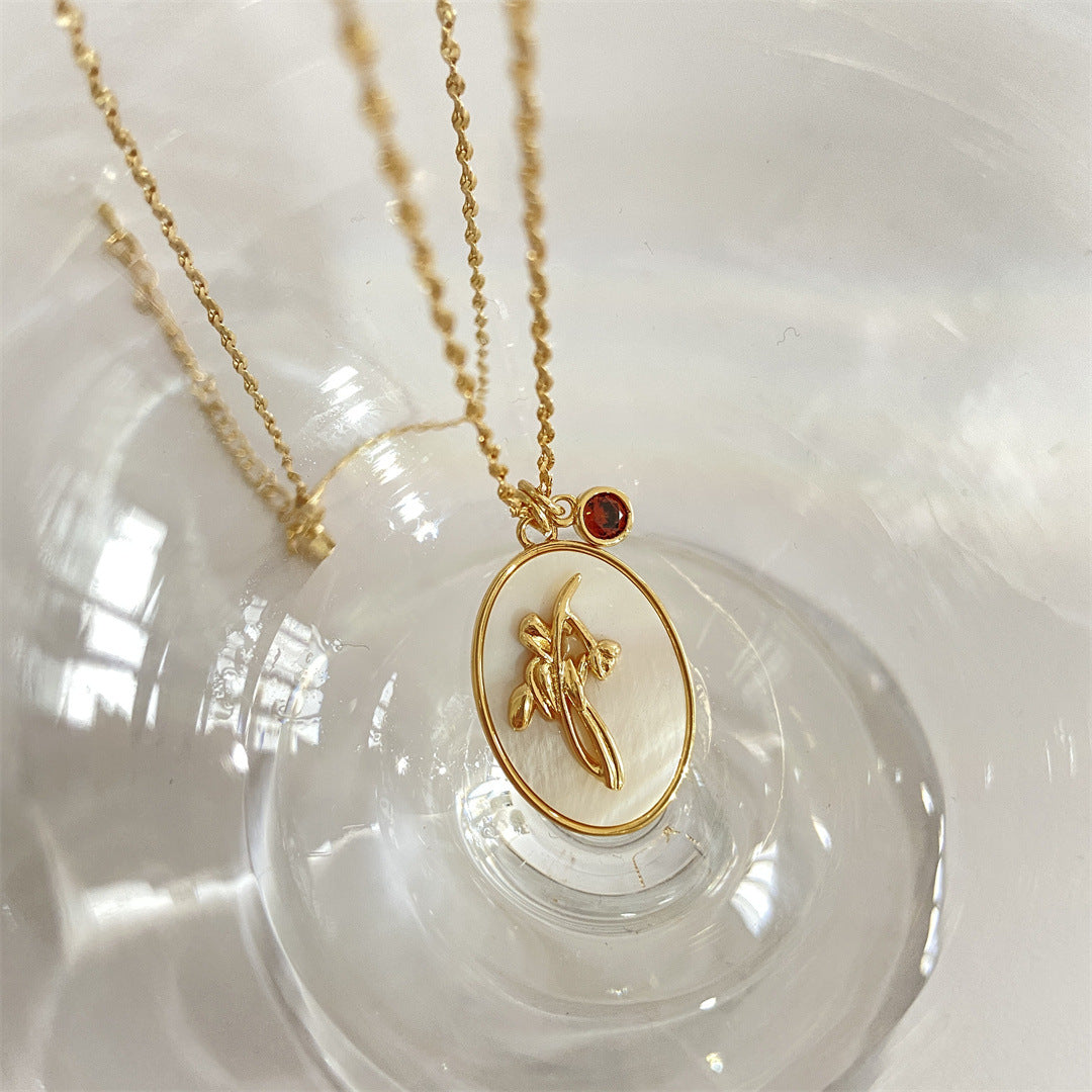 Real Mother Shell Moon Female Birthstone Necklaces