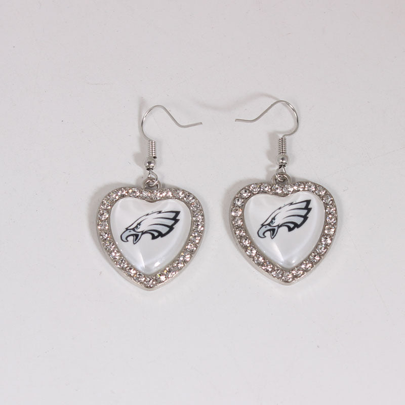 Peach Heart Spot Drill Sports Team Series Earrings