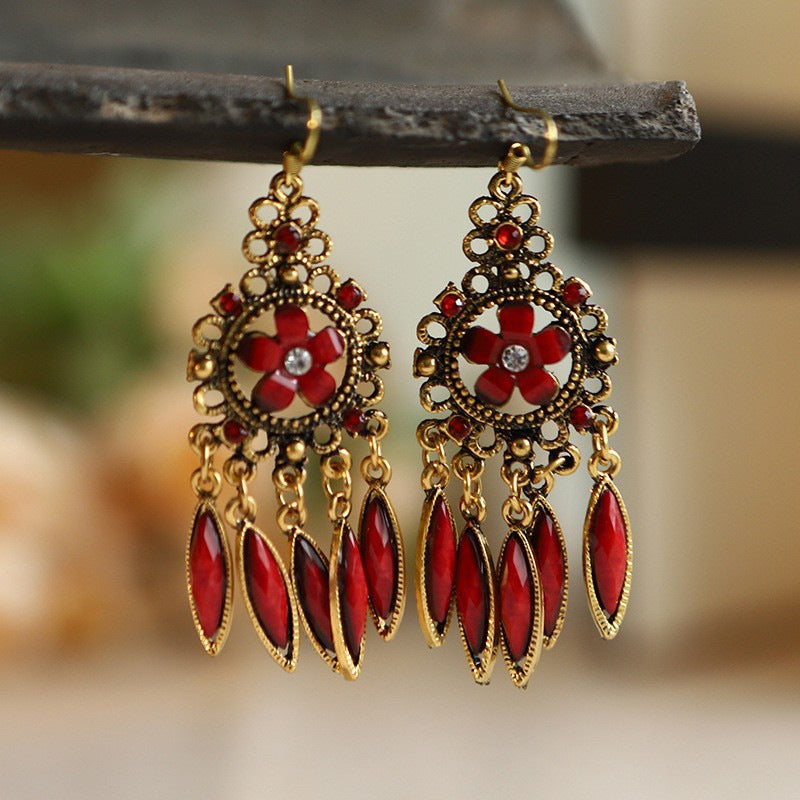 Ethnic Style Your Colorful Vintage Flower Earrings