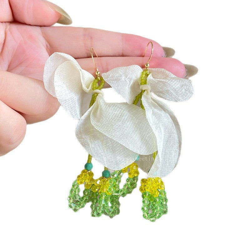Tassel Flowers Female Fashion Temperament Seaside Stud Earrings