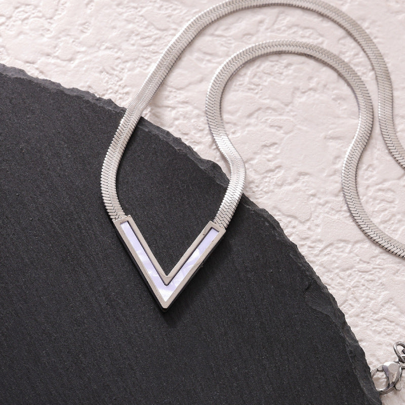 Titanium Steel V-shaped Light Luxury High-grade Flat Snake Necklaces
