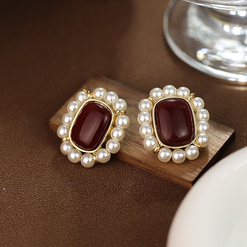 Style Vintage Court Dripping Oil Flower Earrings