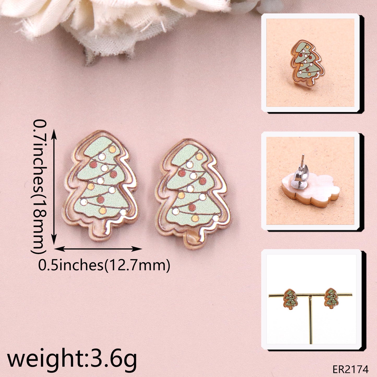 Tree Gingerbread Man Candy Cute Fashion Earrings