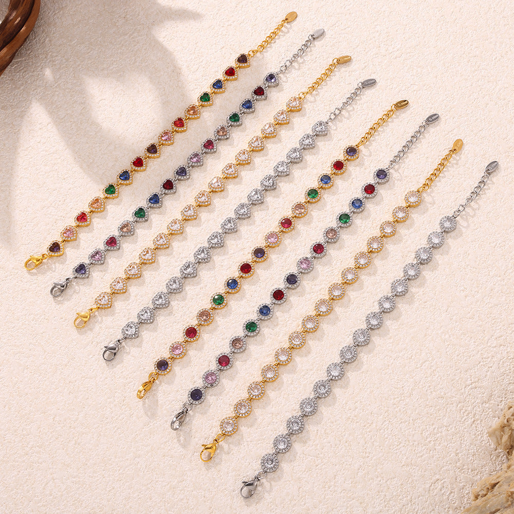 Stainless Steel Zircon Fashion Dopamine Advanced Shining Bracelets