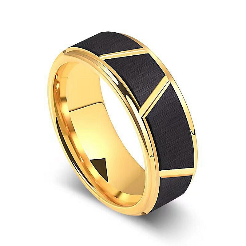 Men's Titanium Steel High-grade Black Gold Two-color Rings