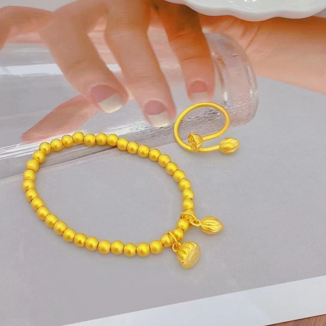 Gold-plated Lotus Seed Heart-to-heart Cute Gold Bracelets