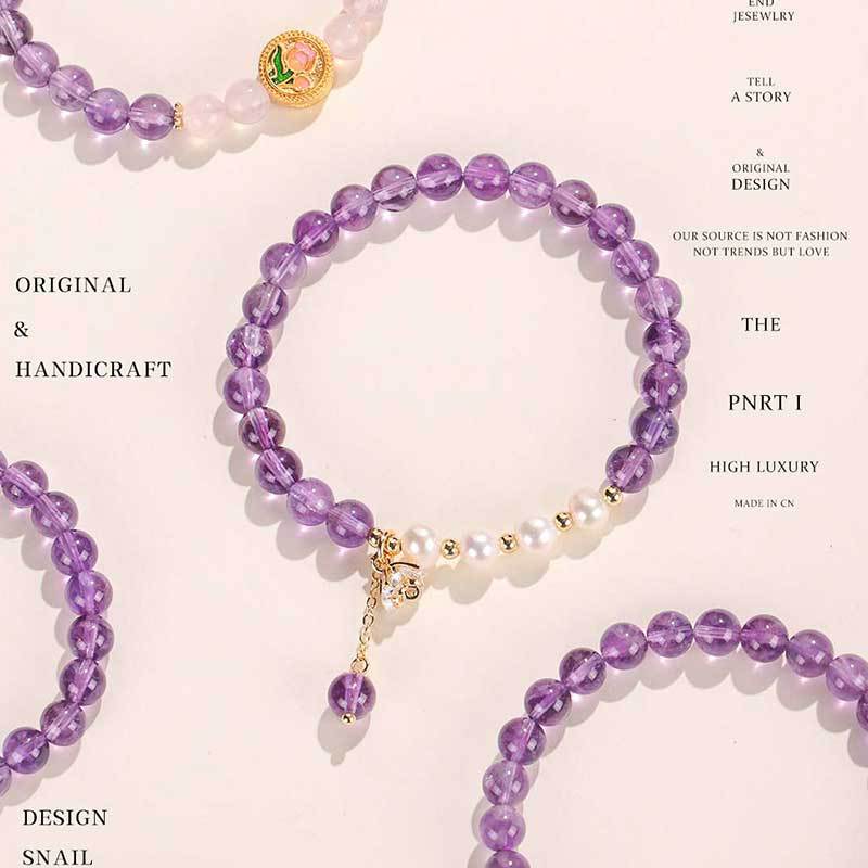 Pearl Amethyst Series Beaded Female Niche High Sense Bracelets