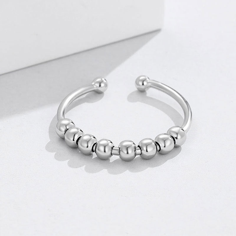 Sterling Sier Adjustable Pressure Beads Spiral Rings