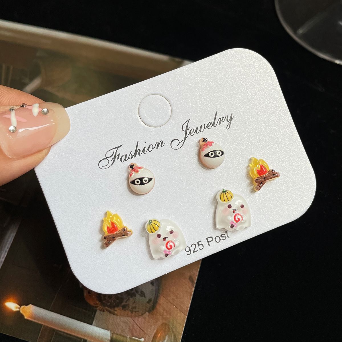 Halloween Monster Earings Set Sier Needle Earrings