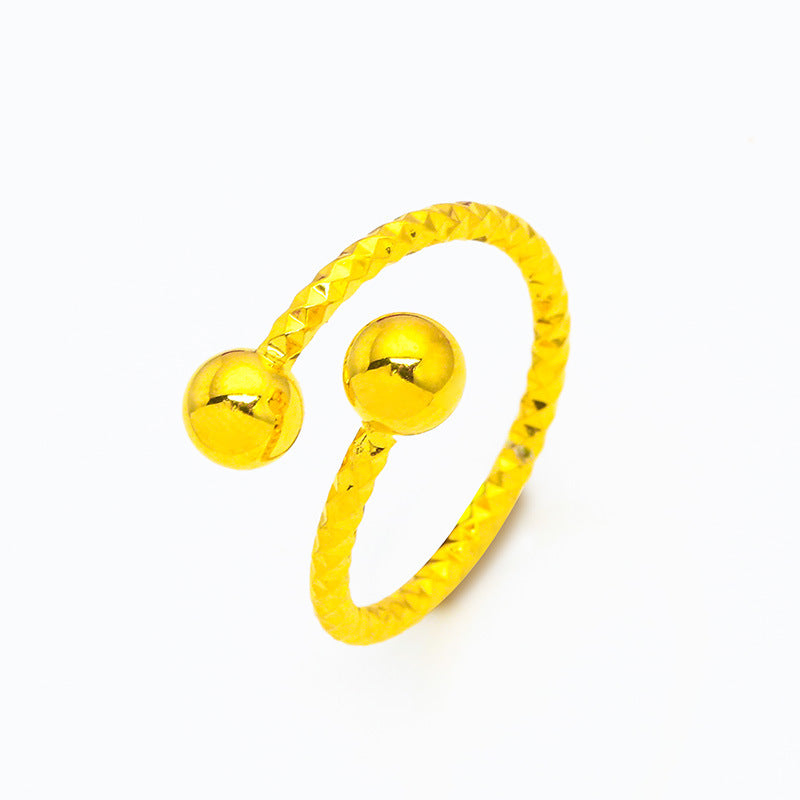 Women's Vietnam Placer Gold Bead Open Starry Rings