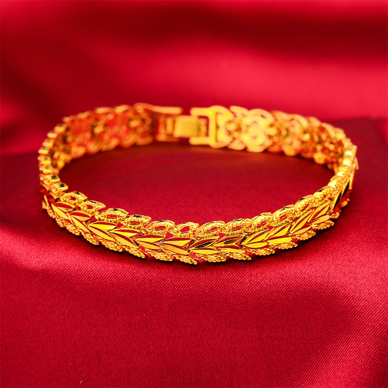 Women's Fashion Placer Gold Four Leaf Bracelets