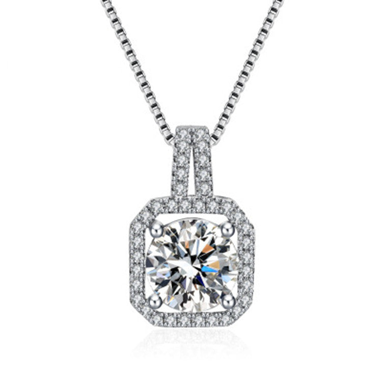 Zircon Square Diamond Clavicle Chain Simple High Carbon Artificial Jewelry Set