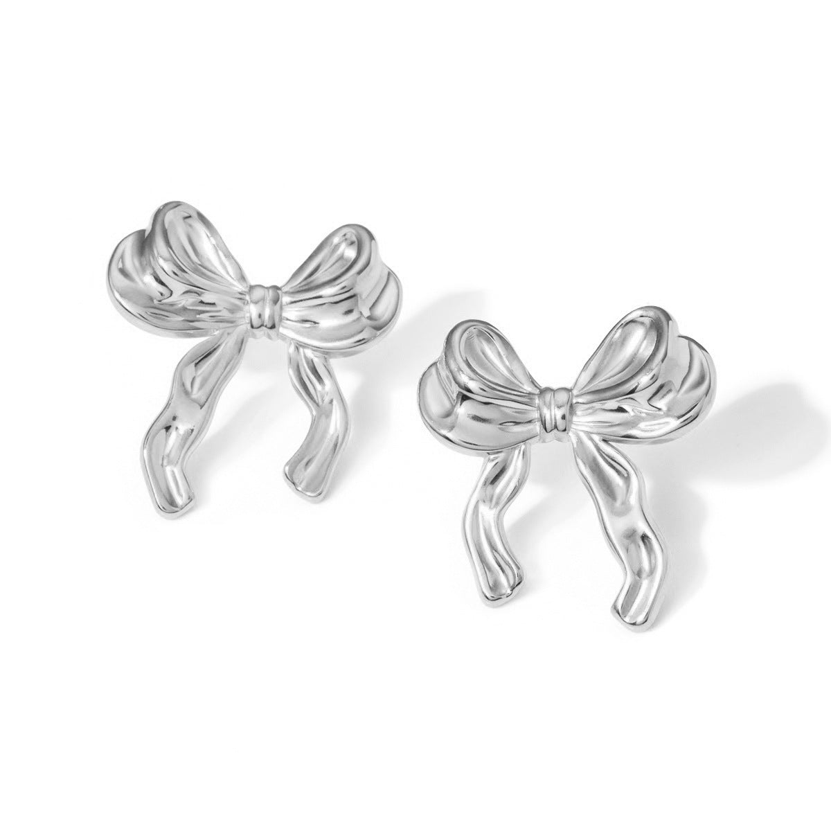 Style Personalized Gold Stainless Steel Bow Earrings