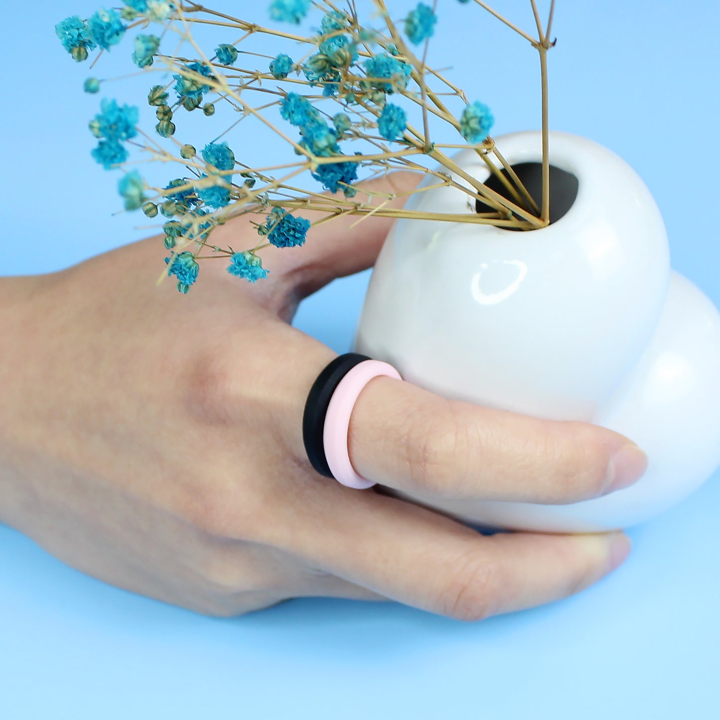 Women's Wide Beveled Silica Gel Folding Sports Rings