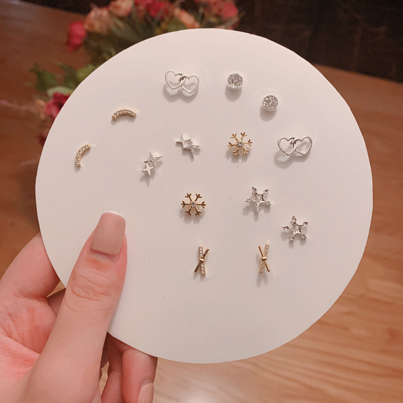 Pair Pack Sier Suit Cute Sweet Earrings