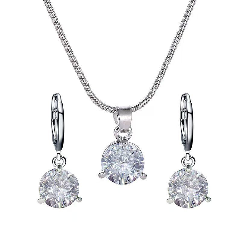 Jewelry Two-piece Set Round Multicolor Zircon Necklaces
