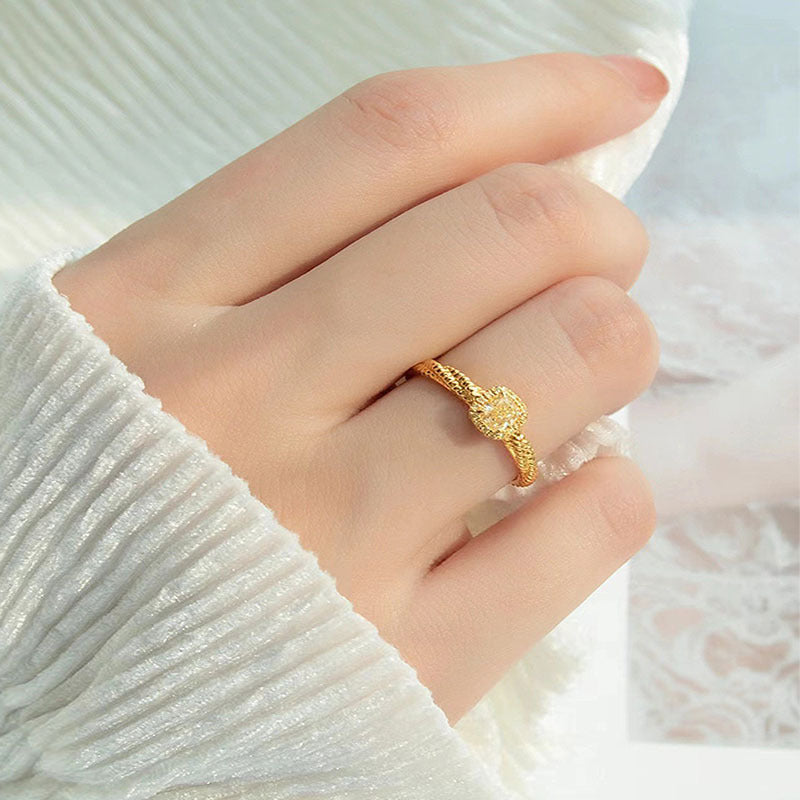 Rhinestone Citrine Cube Sugar Female Light Luxury Temperament High Rings