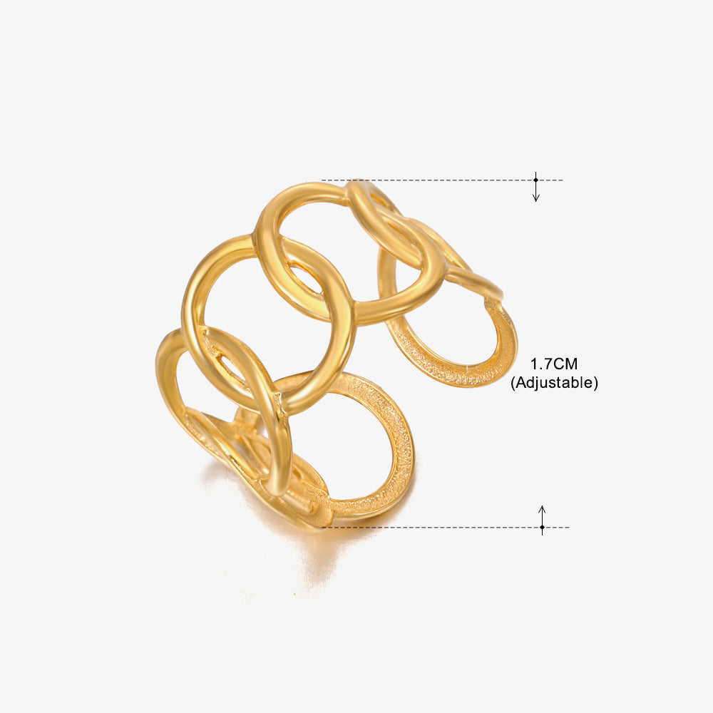 Women's Popular Stainless Steel Geometric Ellipse French Retro Rings