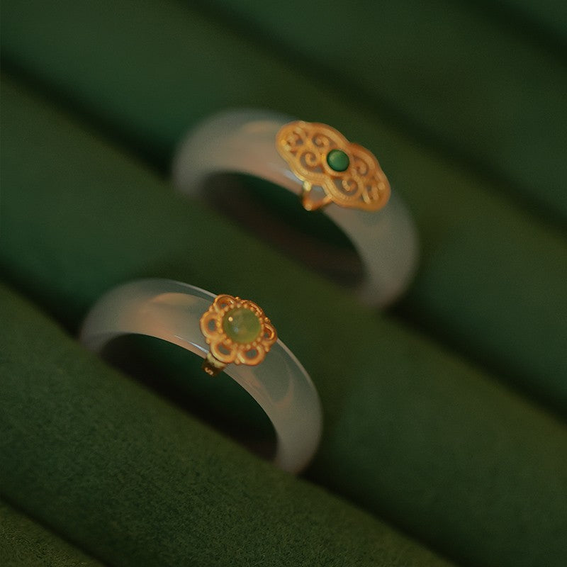 Gao Bing White Chalcedony High Sense Rings