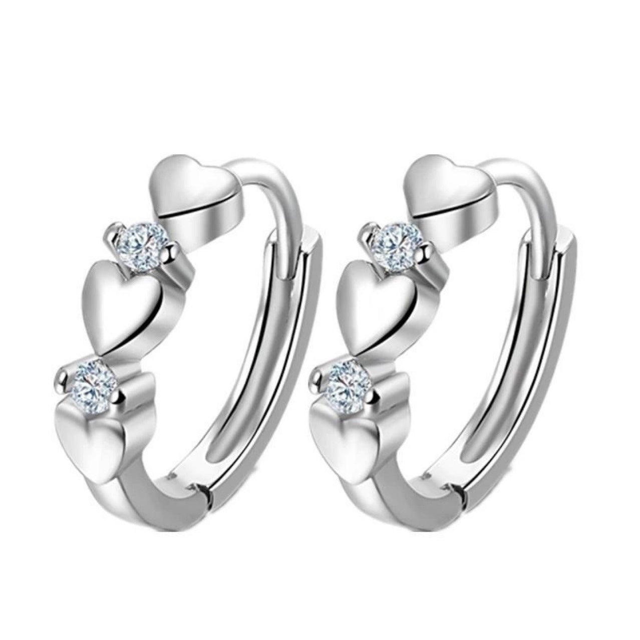 Women's Fashion Temperament Entry Lux Heart-shaped Simple Zircon Earrings