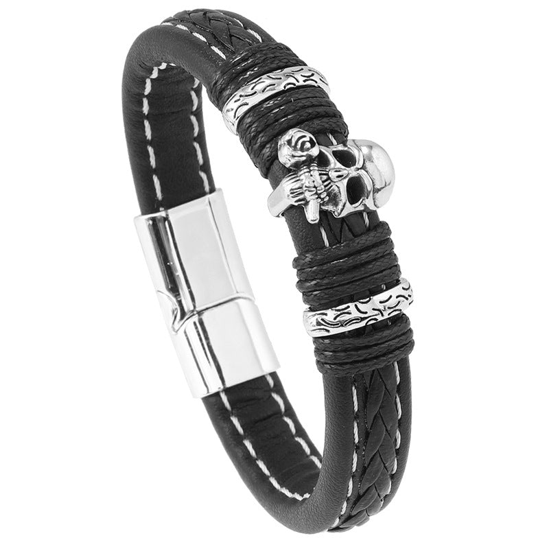 Men's Simple Accessories Hand-woven Leather Personality Magnetic Bracelets