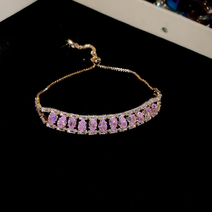 Women's Korean Geometric Round Zircon Light Luxury High-grade Stylish Simple Bracelets