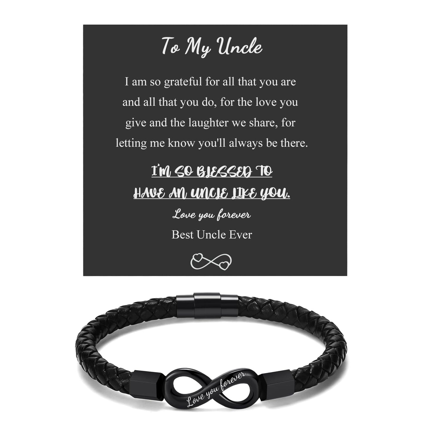 Men's Round Rope Woven String Black Words Bracelets