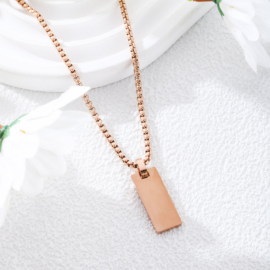 Stainless Steel Rectangular Square Pearl Personality Necklaces