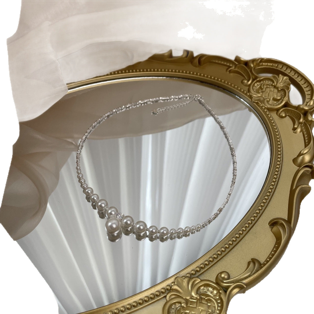 Light Pearl Gradient Small Pieces Of Sier Niche Necklace