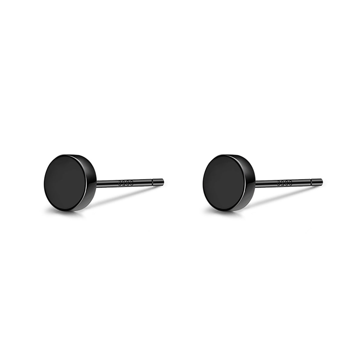 Men's Sier Round Small Ear Low-key Simple Elegant Earrings