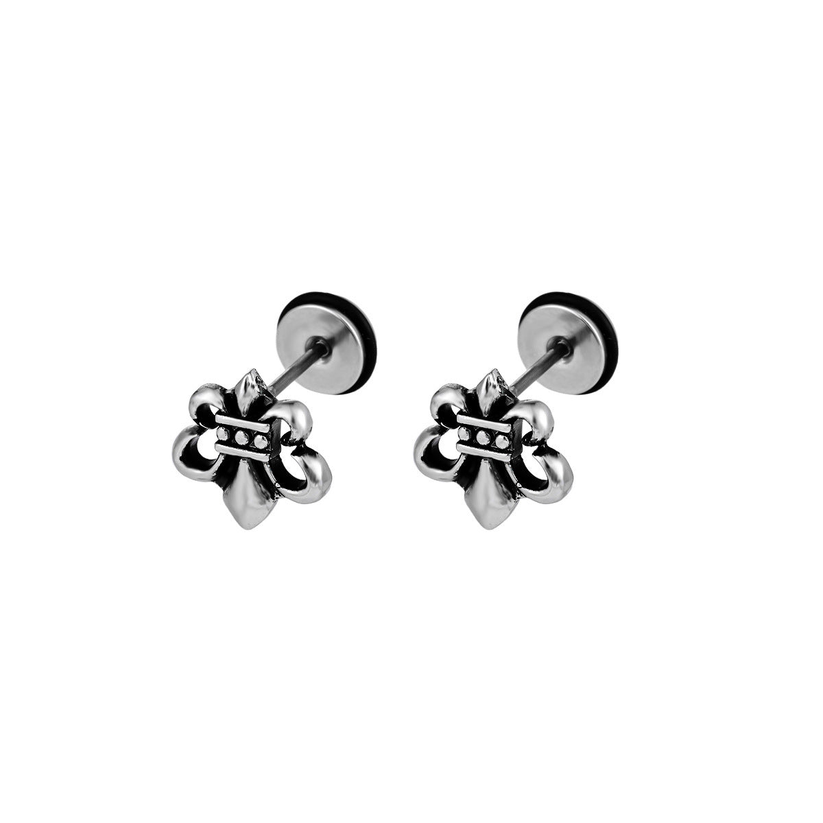 Women's & Men's Titanium Steel No Fading Cruciate Flower Niche Stud Earrings