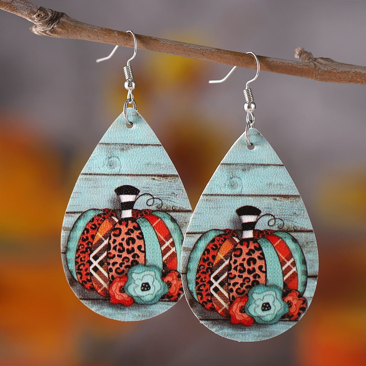 Thanksgiving Maple Leaf Leopard Pumpkin Water Earrings
