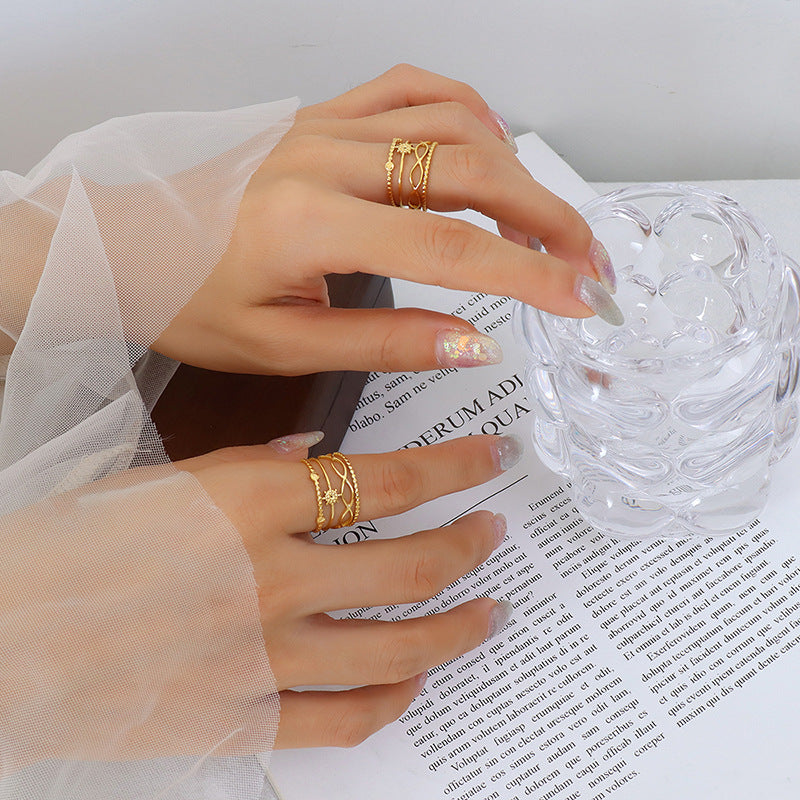 Steel Gold-plated Geometric Mixed Fashion Diverse Colorfast Hip Rings