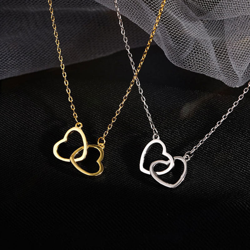 Titanium Steel Double Heart-shaped Female Clavicle Chain Necklaces