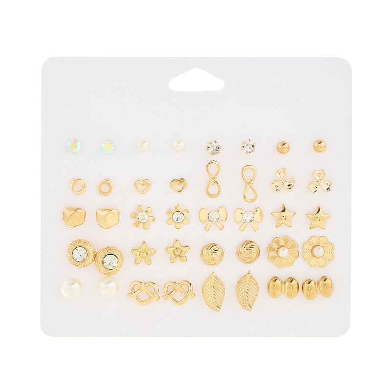 Suit Geometric Pairs Storage Ear Multicolor Earrings