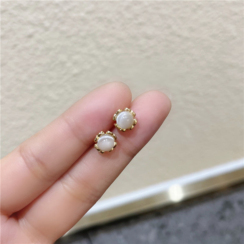 Opal Stone Ear Female Fashion Design Stud Earrings