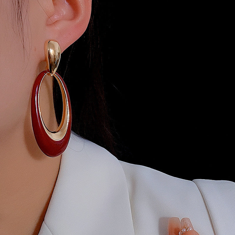 Oil Oval Geometric French Retro Special Earrings