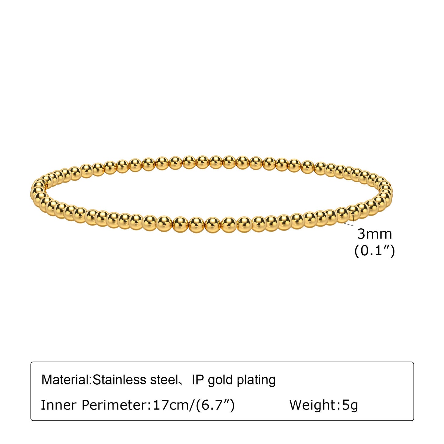 Women's Glossy Ball Beaded Golden Personality Fashion Bracelets