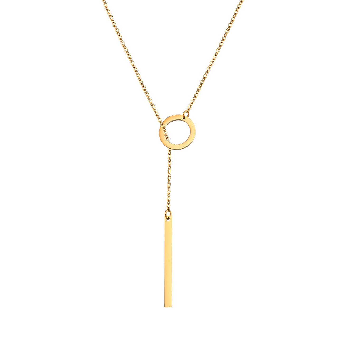 Stainless Steel Cross Chain Golden Rectangular Adjustable Clavicle Necklace