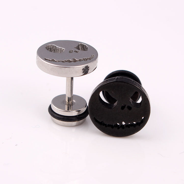 Pumpkin Ghost Head Halloween Skull Titanium Steel Ear Earrings