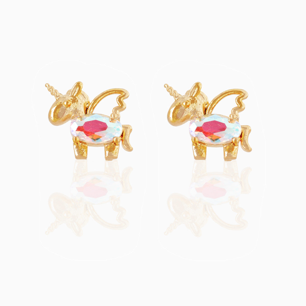 Unicorn Loving Heart Zircon Female Artistic Earrings